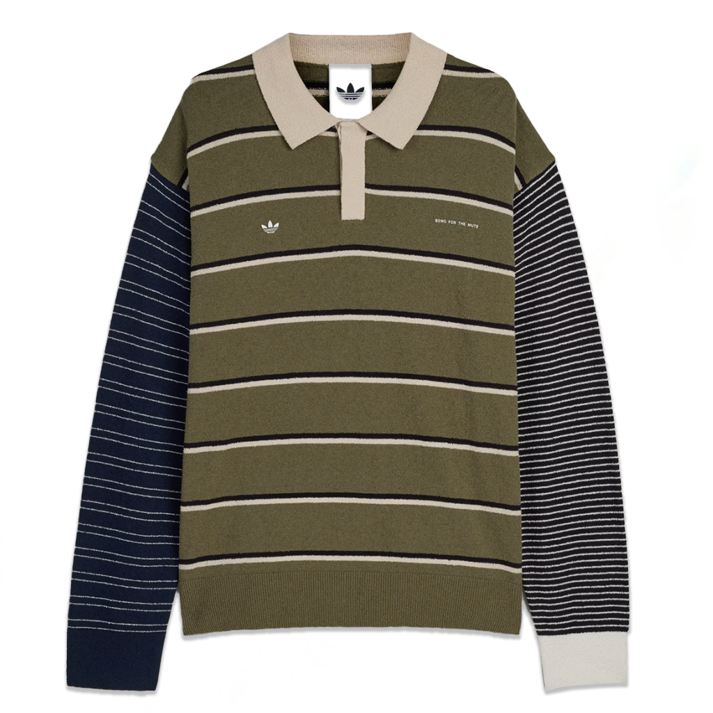 Adidas Originals x Song for the Mute 007 Long Sleeve Polo - Olive Strata/Alumina/Black